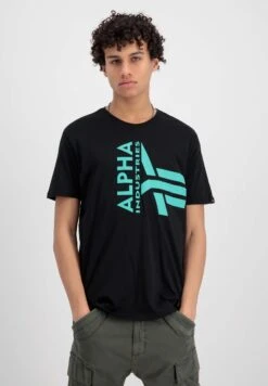 Alpha Industries Half Logo Foam TT-Shirt Con StampaBlack Green Uomo T-shirt E Polo AL522O057-Q12